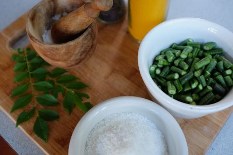ingredients for snake bean stir fry