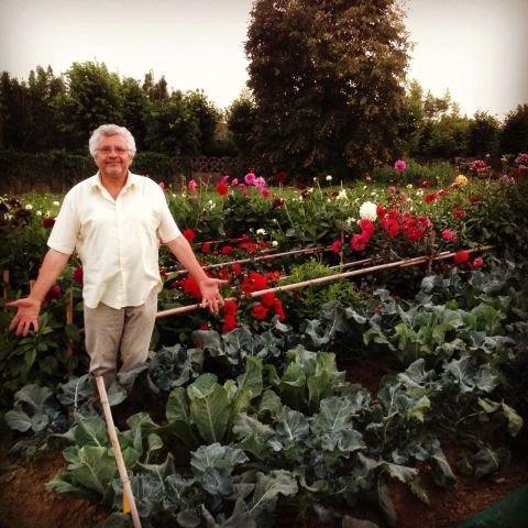 My uncle in his garden